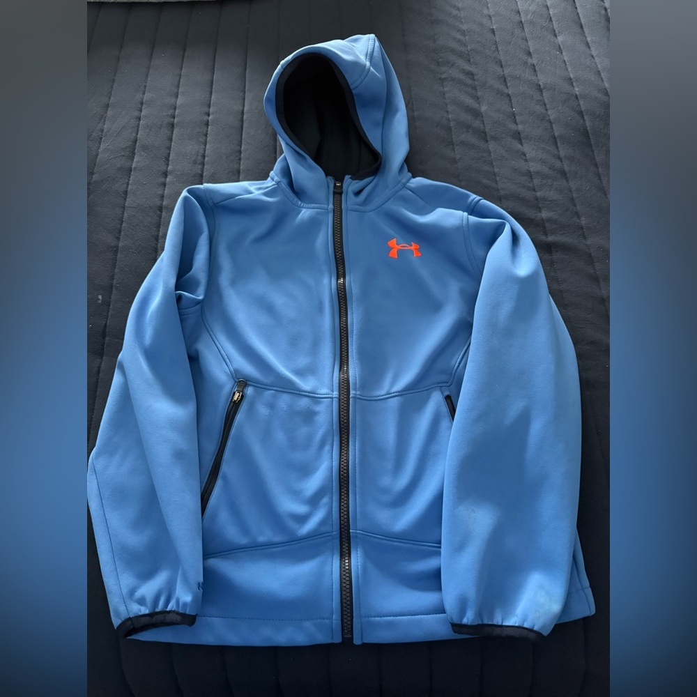 Under Armour Sky Blue Jacket with Bright Orange Emblem
